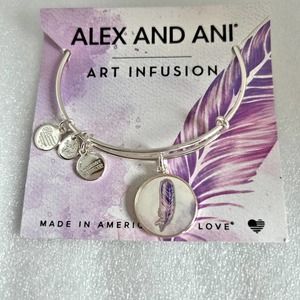 ALEX AND ANI Art Infusion Feather Bracelet Silver Tone NWT